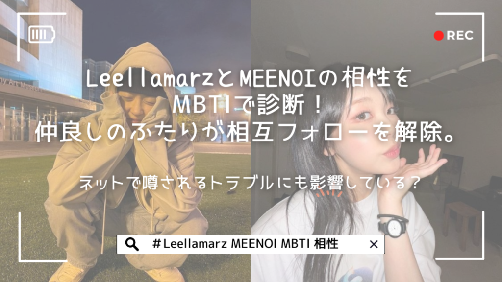 LeellamarzとMEENOIの相性をMBTIで診断！仲良しのふたりが相互フォローを解除。ネットで噂されるトラブルにも影響している？